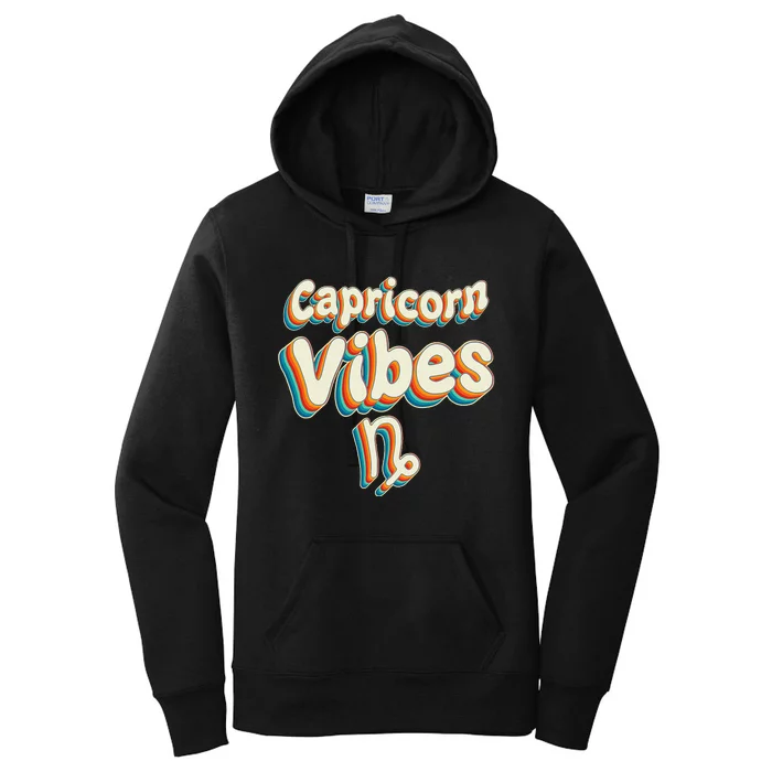 Retro Capricorn Vibes Capricorn Zodiac Birthday Decorations Women's Pullover Hoodie