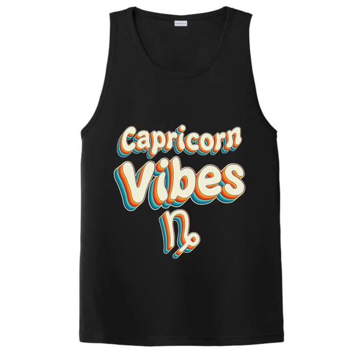 Retro Capricorn Vibes Capricorn Zodiac Birthday Decorations Performance Tank