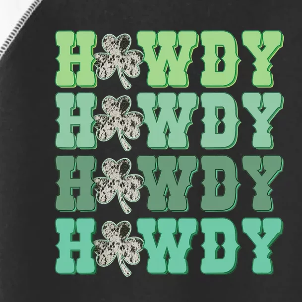 Retro Cowhide Western Howdy St Patricks Day Irish Shamrock Toddler Fine Jersey T-Shirt