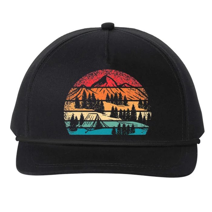 Retro Camping Wildlife Outdoor Nature Mountain Camper Hiking Snapback Five-Panel Rope Hat