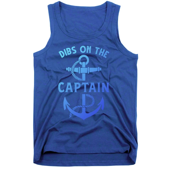 Retro Captain Wife Dibs On The Captain Funny Fishing Quote Gift Tank Top