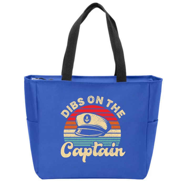 Retro Captain Wife Dibs On The Captain Funny Cute Gift Zip Tote Bag