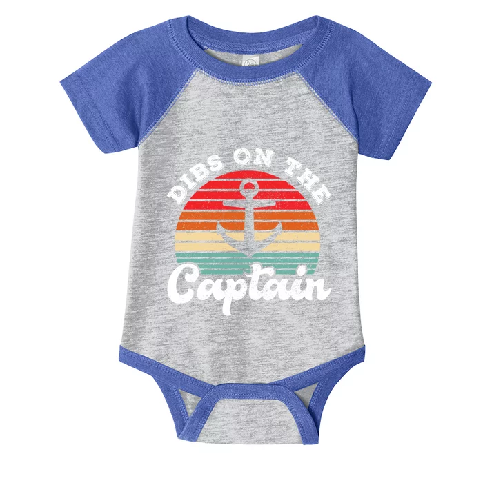 Retro Captain Wife Funny Dibs On The Captain Meaningful Gift Infant Baby Jersey Bodysuit