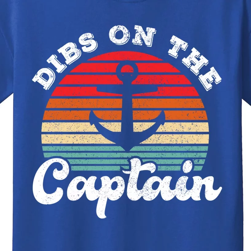 Retro Captain Wife Funny Dibs On The Captain Meaningful Gift Kids T-Shirt