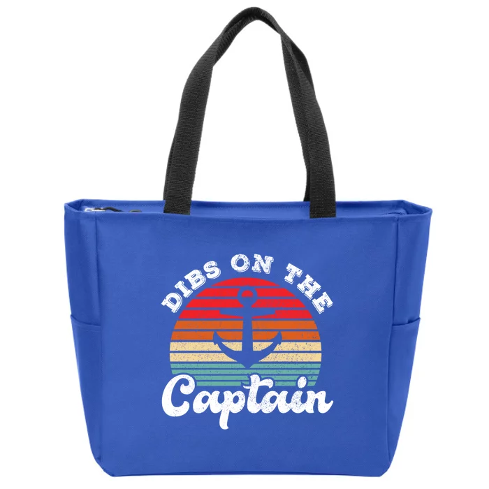 Retro Captain Wife Funny Dibs On The Captain Meaningful Gift Zip Tote Bag