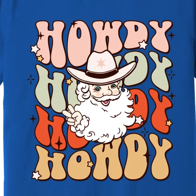 Retro Cute Western Christmas Howdy Santa Funny Xmas Costume Gift Premium T-Shirt