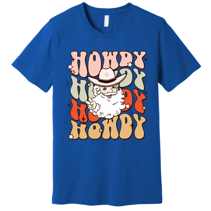 Retro Cute Western Christmas Howdy Santa Funny Xmas Costume Gift Premium T-Shirt