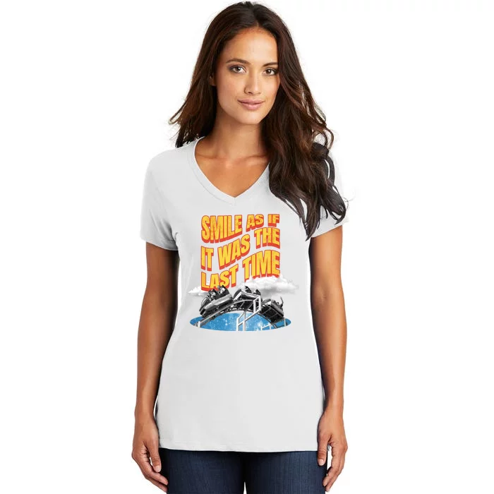 Roller Coaster Wagons In The Sky Women's V-Neck T-Shirt