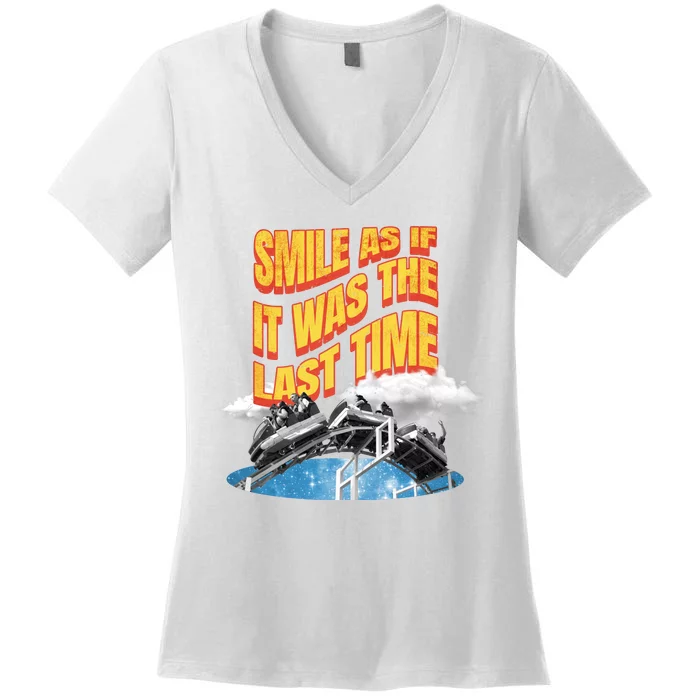 Roller Coaster Wagons In The Sky Women's V-Neck T-Shirt