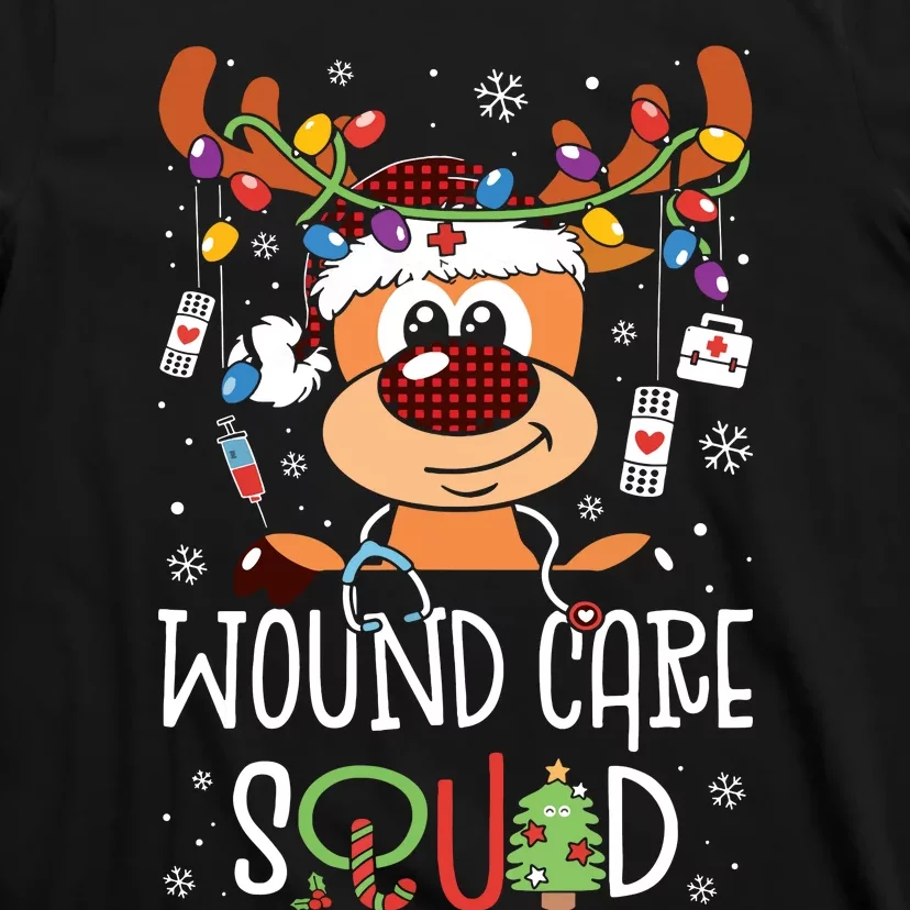 Reindeer Christmas Wound Care Squad Stethoscope Nurse T-Shirt