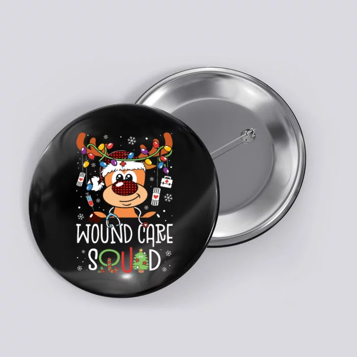 Reindeer Christmas Wound Care Squad Stethoscope Nurse Button