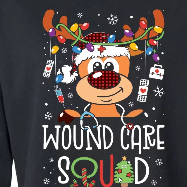 Reindeer Christmas Wound Care Squad Stethoscope Nurse Cropped Pullover Crew