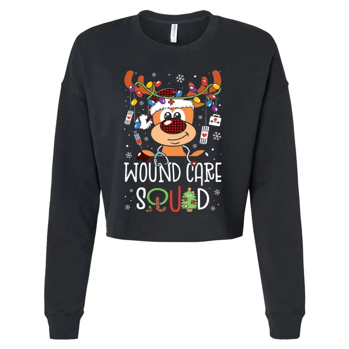 Reindeer Christmas Wound Care Squad Stethoscope Nurse Cropped Pullover Crew