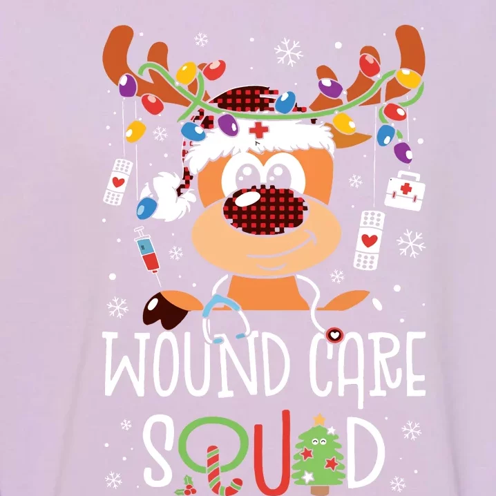 Reindeer Christmas Wound Care Squad Stethoscope Nurse Garment-Dyed Sweatshirt