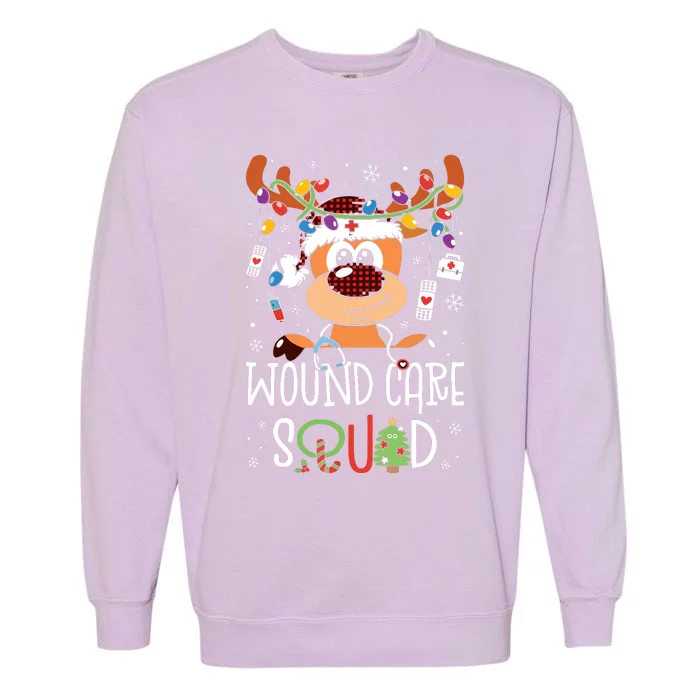 Reindeer Christmas Wound Care Squad Stethoscope Nurse Garment-Dyed Sweatshirt