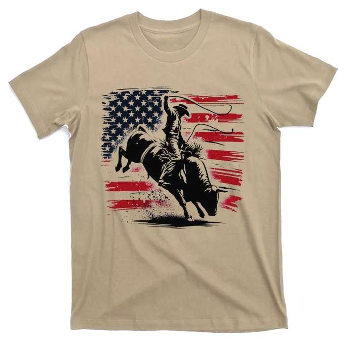 Rodeo Cowboy Western Usa Flag Cow Vintage T-Shirt