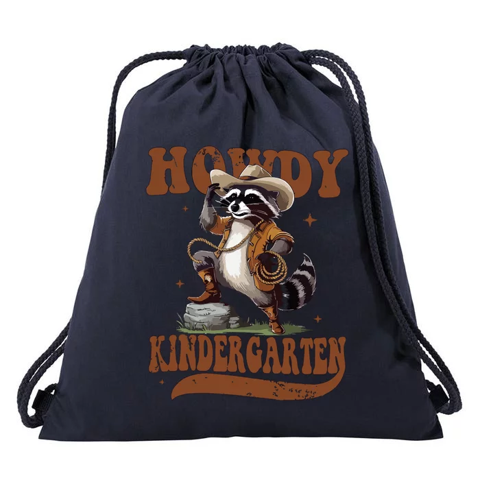 Raccoon Cowboy Western Back To School Drawstring Bag