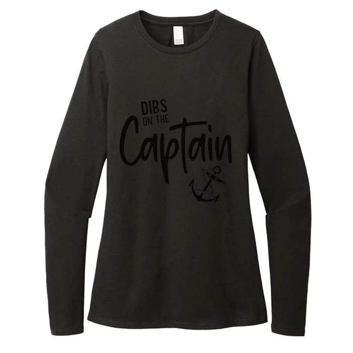 Retro Captain Wife Dibs On The Captain Funny FIshing Quote Womens CVC Long Sleeve Shirt