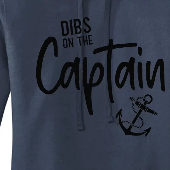 Retro Captain Wife Dibs On The Captain Funny FIshing Quote Women's Pullover Hoodie