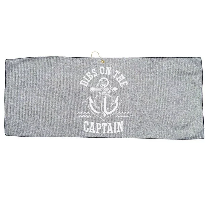 Retro Captain Wife Dibs On The Captain Funny FIshing Quote Large Microfiber Waffle Golf Towel