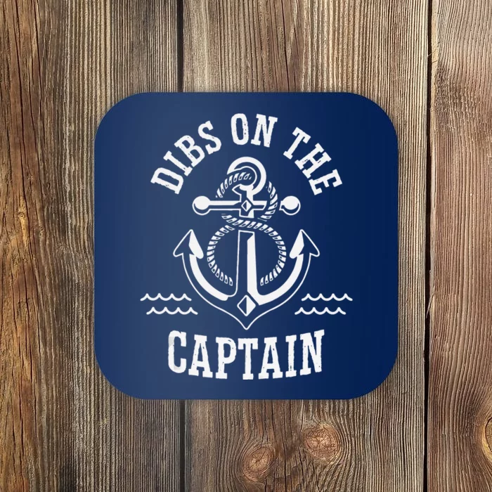 Retro Captain Wife Dibs On The Captain Funny FIshing Quote Coaster