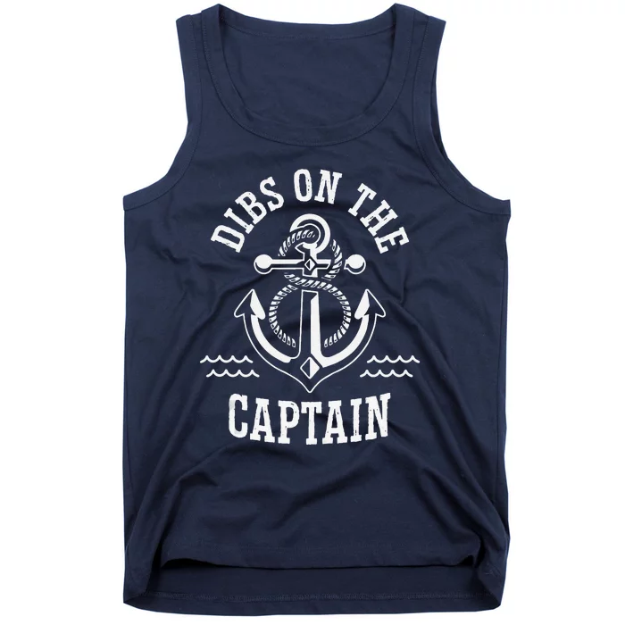 Retro Captain Wife Dibs On The Captain Funny FIshing Quote Tank Top