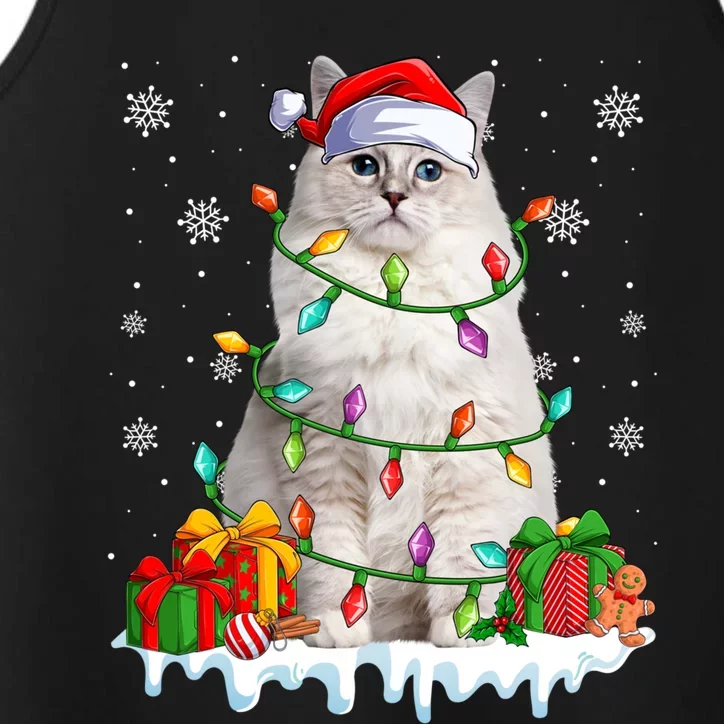 Ragdoll Cat Xmas Light Christmas Kitten Lover Gift Performance Tank