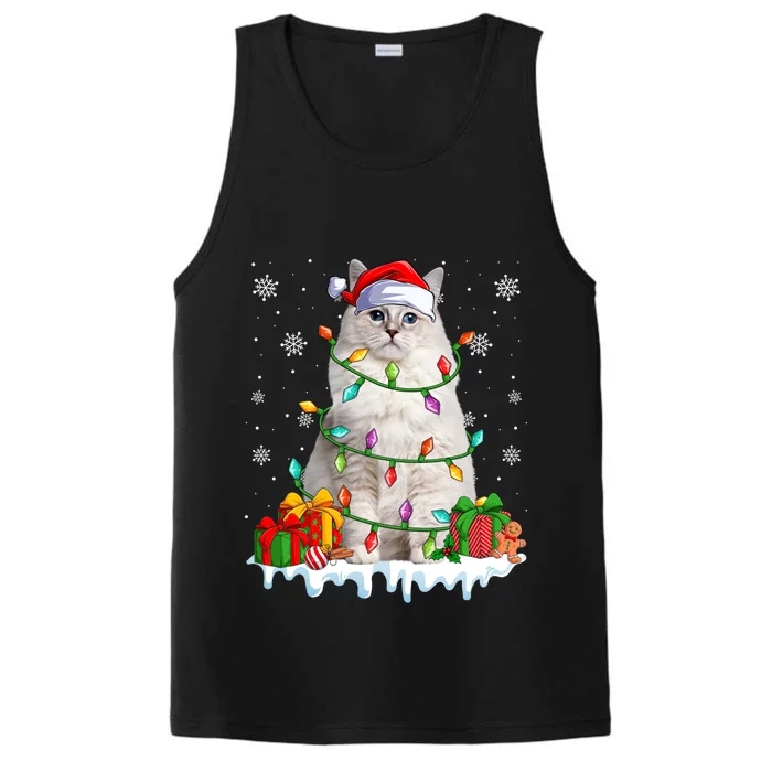 Ragdoll Cat Xmas Light Christmas Kitten Lover Gift Performance Tank