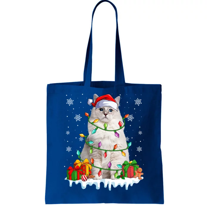 Ragdoll Cat Xmas Light Christmas Kitten Lover Gift Tote Bag