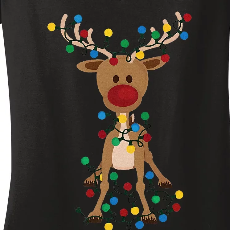 Reindeer Christmas Xmas Women's V-Neck T-Shirt