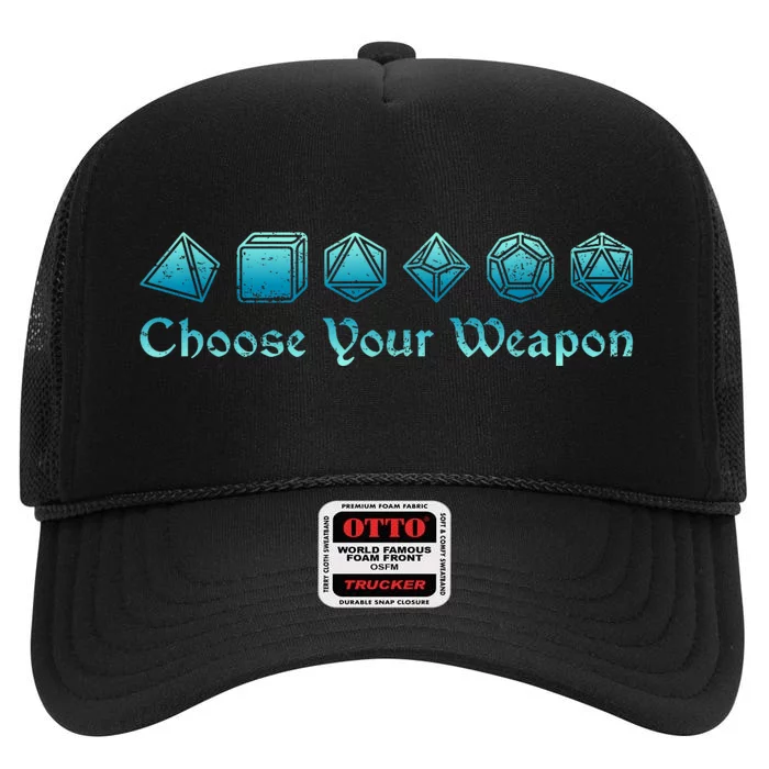 Rpg | Choose Your Weapon Dice | Rpg High Crown Mesh Trucker Hat