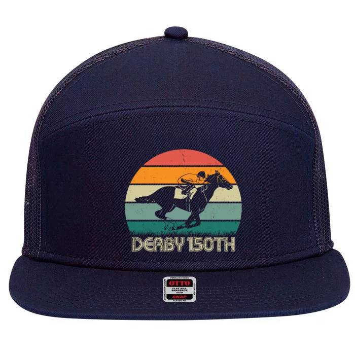 Retro Derby 150th Horse Racing Vintage Sunset 7 Panel Mesh Trucker Snapback Hat