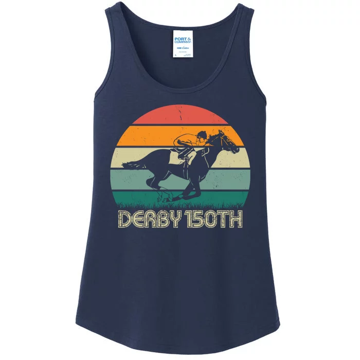 Retro Derby 150th Horse Racing Vintage Sunset Ladies Essential Tank