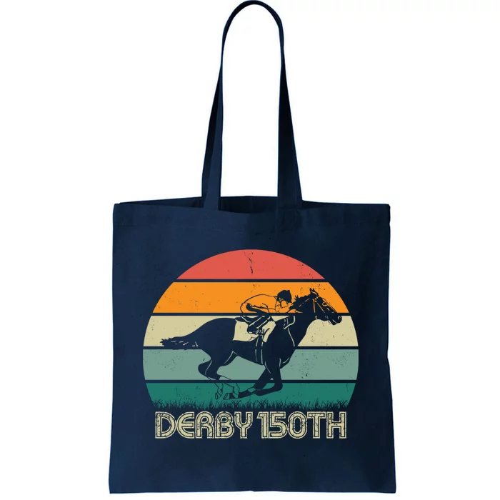 Retro Derby 150th Horse Racing Vintage Sunset Tote Bag