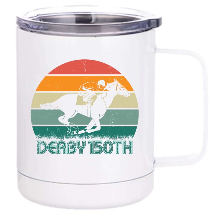 Retro Derby 150th Horse Racing Vintage Sunset Front & Back 12oz Stainless Steel Tumbler Cup