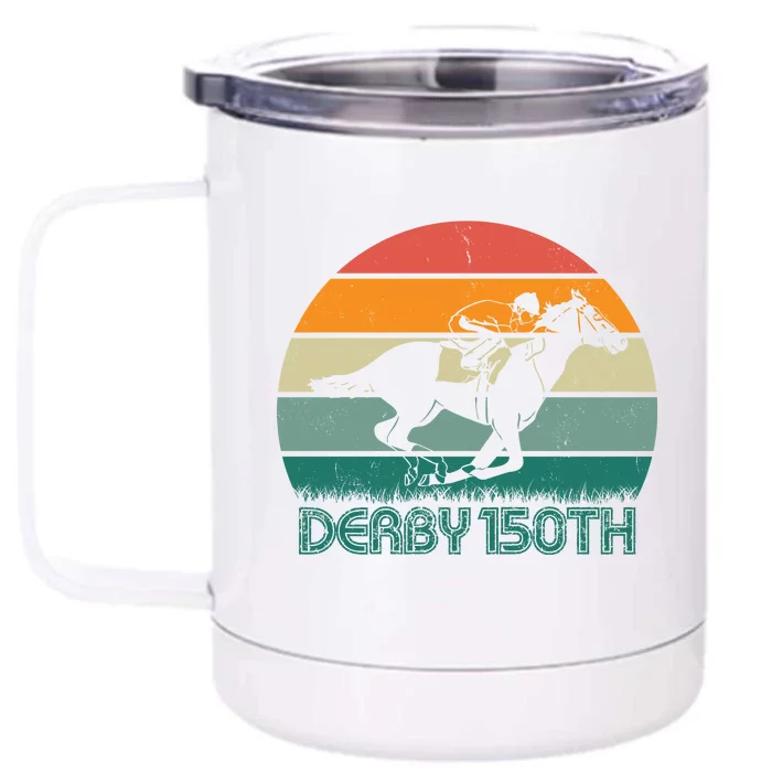 Retro Derby 150th Horse Racing Vintage Sunset Front & Back 12oz Stainless Steel Tumbler Cup