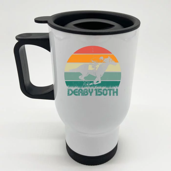 Retro Derby 150th Horse Racing Vintage Sunset Front & Back Stainless Steel Travel Mug