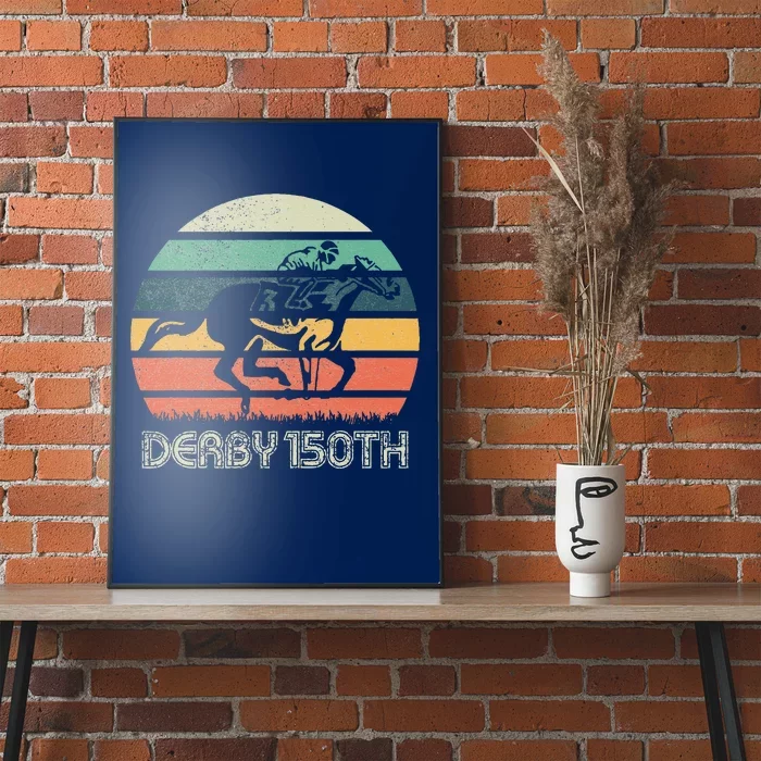 Retro Derby 150th Running Horse Racing Poster