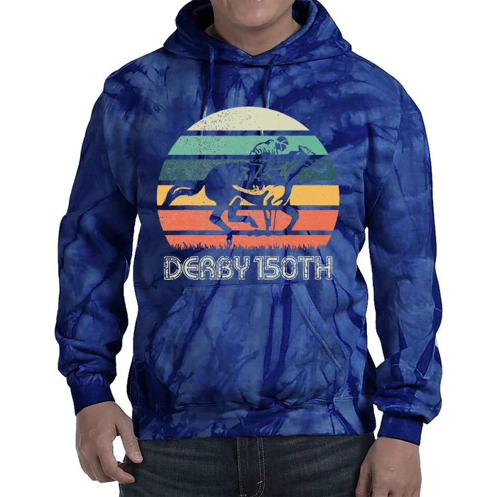 Retro Derby 150th Running Horse Racing Tie Dye Hoodie