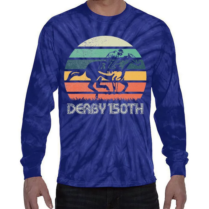 Retro Derby 150th Running Horse Racing Tie-Dye Long Sleeve Shirt