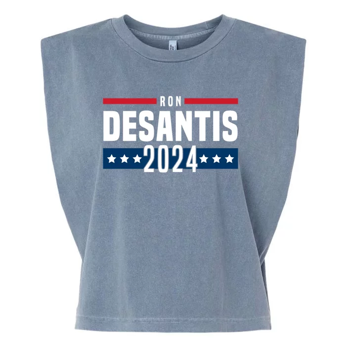 Ron DeSantis 2024 America Flag Design Garment-Dyed Women's Muscle Tee