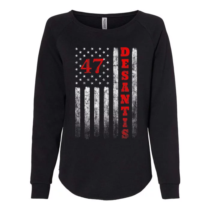 Ron Desantis 2024 American Flag Vintage Faded Distressed Womens California Wash Sweatshirt