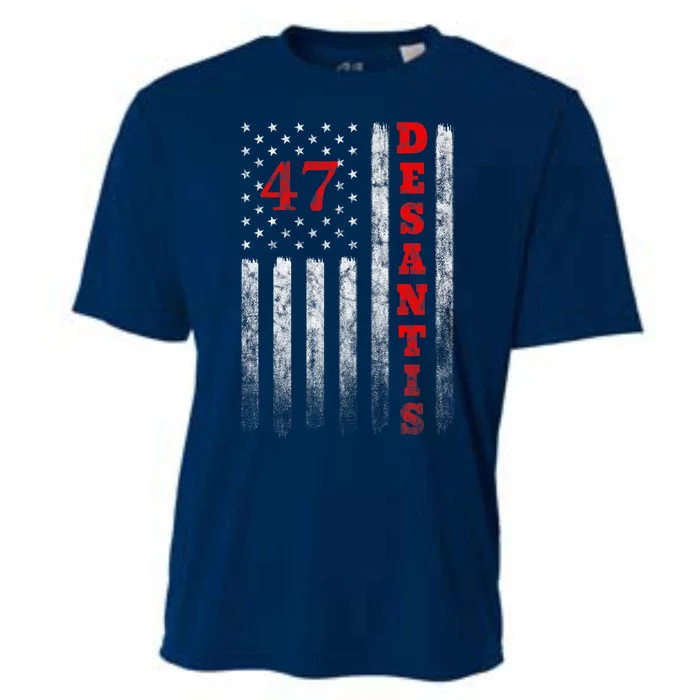 Ron Desantis 2024 American Flag Vintage Faded Distressed Cooling Performance Crew T-Shirt