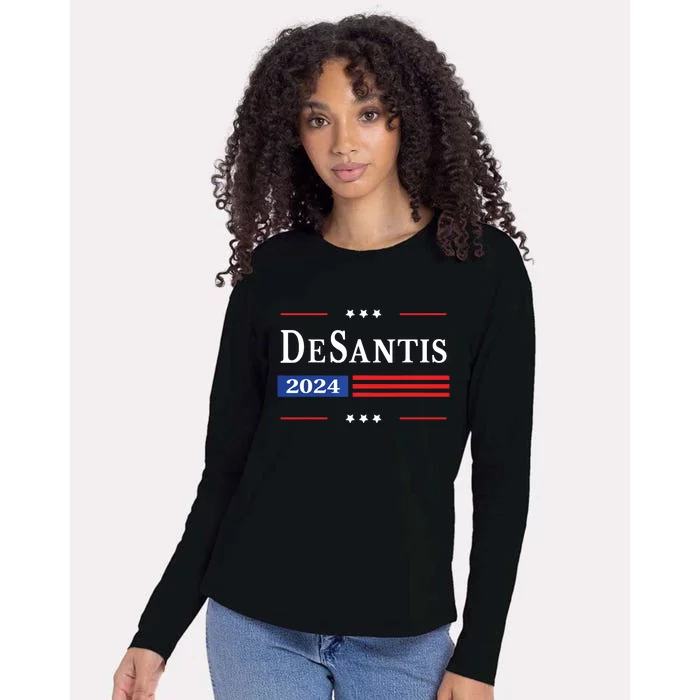 Ron Desantis 2024 For President American Flag Vintage Pro Womens Cotton Relaxed Long Sleeve T-Shirt