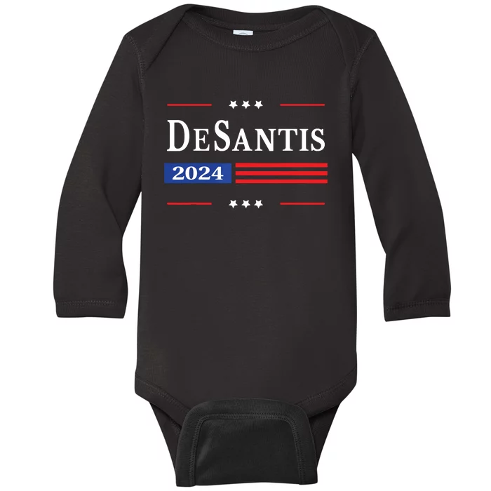 Ron Desantis 2024 For President American Flag Vintage Pro Baby Long Sleeve Bodysuit