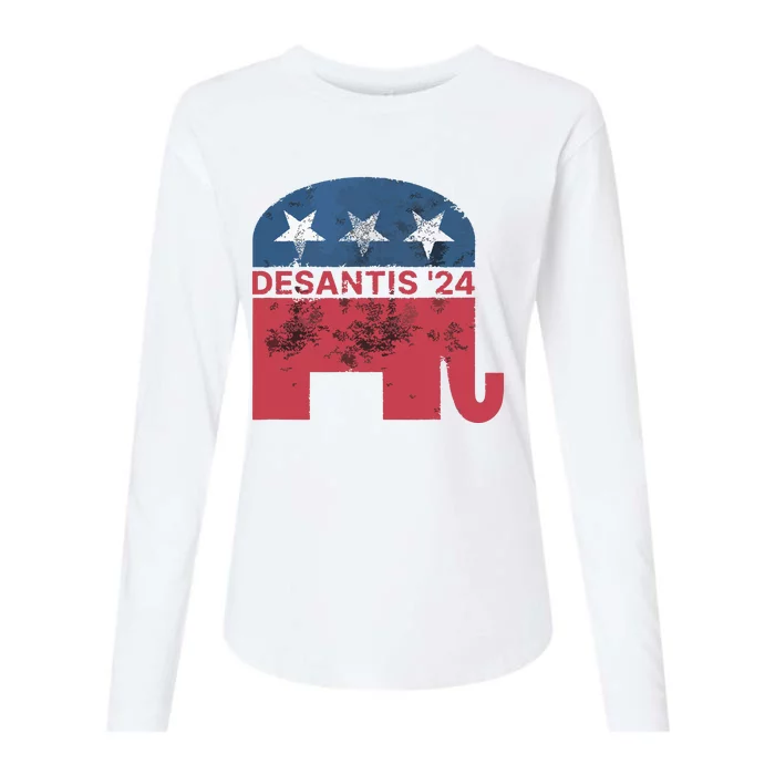 Ron Desantis 2024 For President American Flag Vintage Pro Womens Cotton Relaxed Long Sleeve T-Shirt