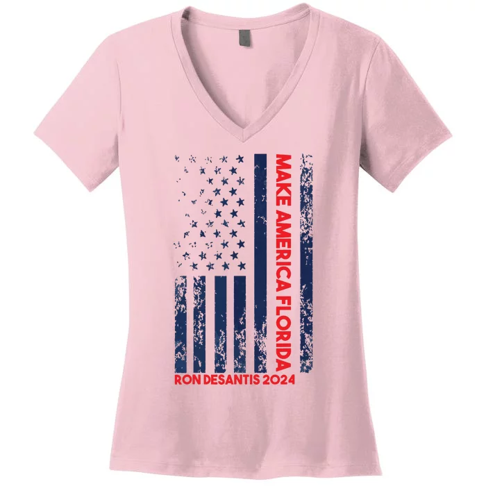 Ron DeSantis 2024 Make America Florida Women's V-Neck T-Shirt