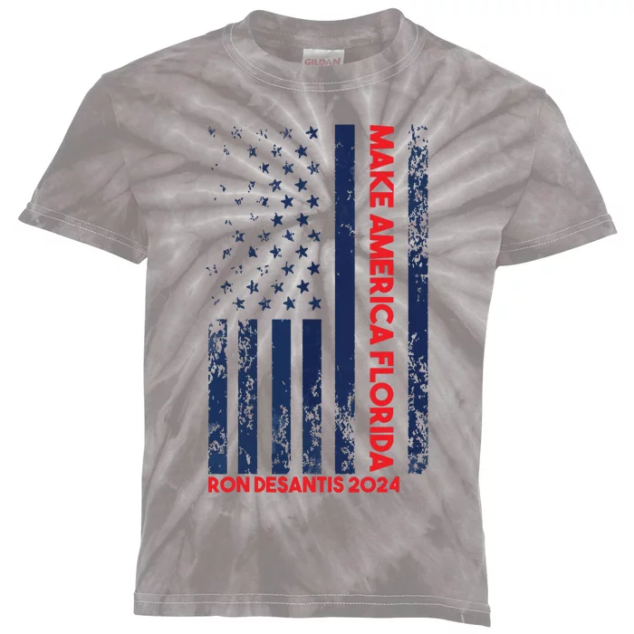 Ron DeSantis 2024 Make America Florida Kids Tie-Dye T-Shirt