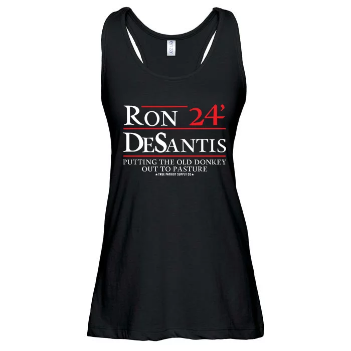 Ron DeSantis 2024 Putting The Old Donkey Out To Pasture Ladies Essential Flowy Tank