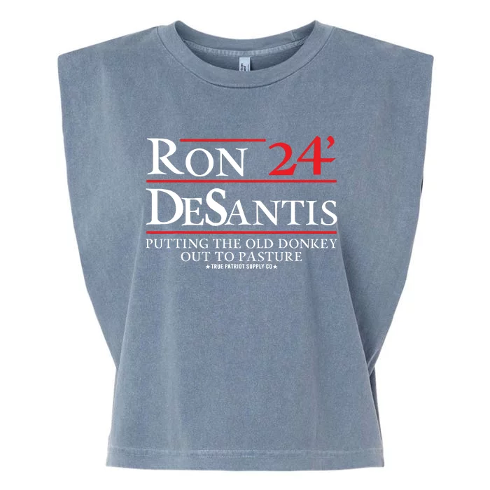 Ron DeSantis 2024 Putting The Old Donkey Out To Pasture Garment-Dyed Women's Muscle Tee